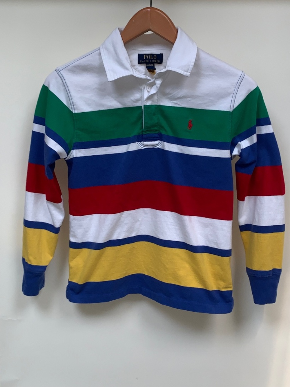 Polo Ralph Lauren Rugby Shirt Boys 10-12 Multi Striped Long Sleeve Pony Logo